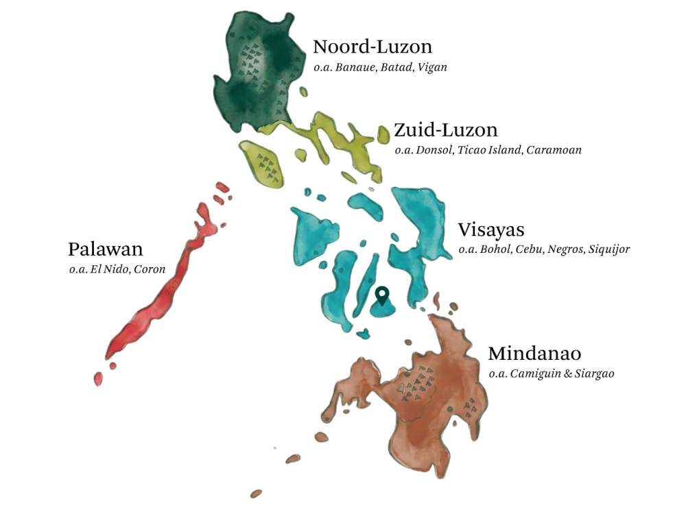 Landkaart regio's Filipijnen, Bohol - Undiscovered.nl